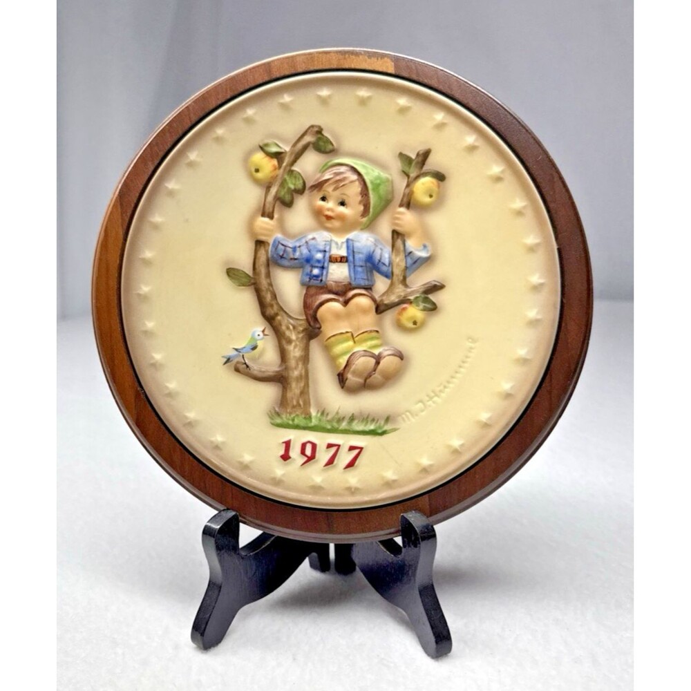 Goebel Hummel 1977 Annual Plate Boy Apple Tree West Germany Framed Vintage